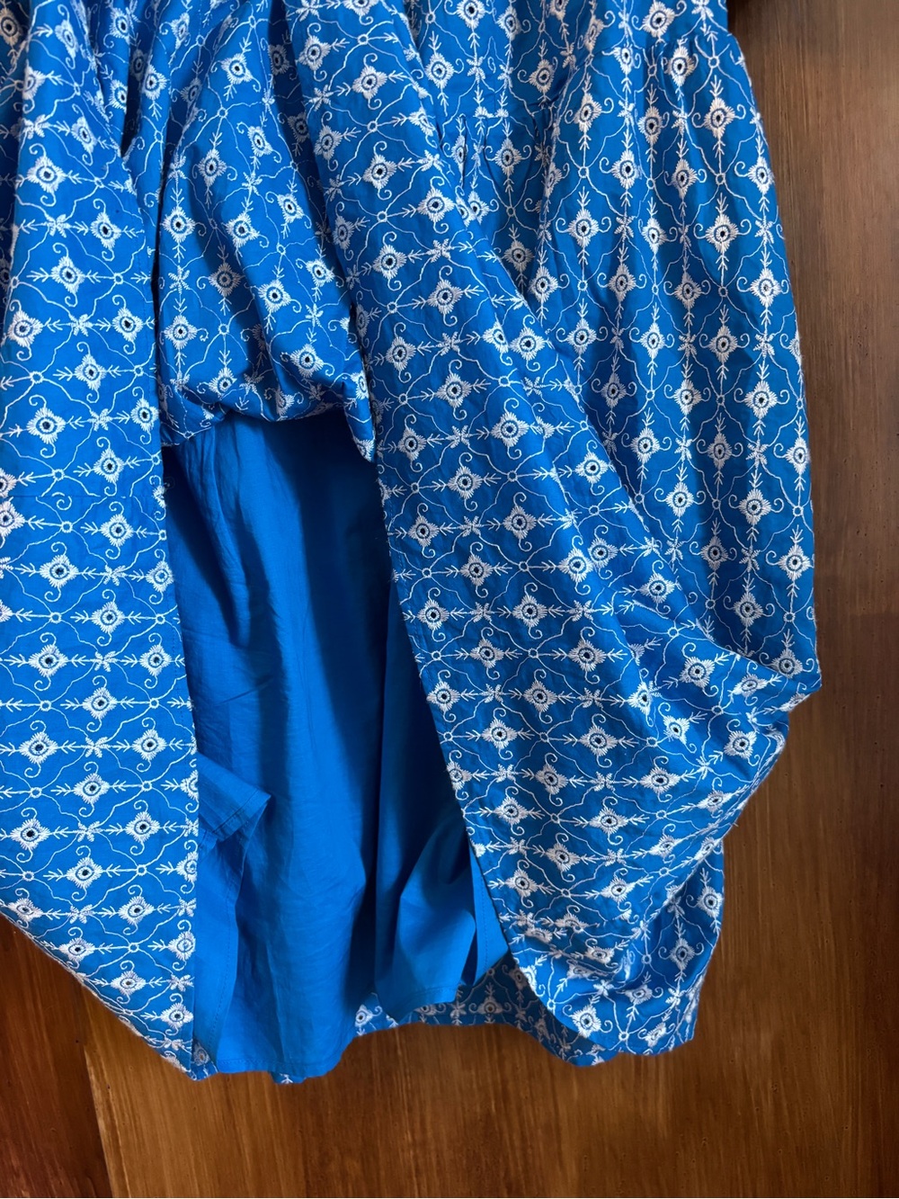 Like New RHODE Blue Embroidered Eyelet Babydoll Mini Dress | Women’s Plus XXL - Picture 7 of 16